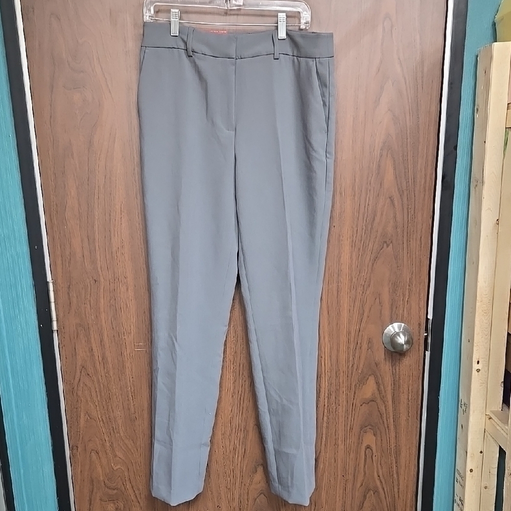Hilary Radley Grey Mid Rise Straight Leg Dress Pants
